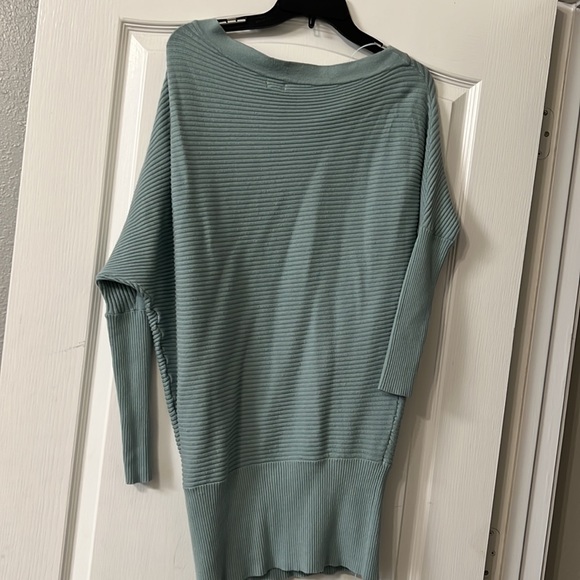 River Island Off the shoulder Knit Sweater Dress S Teal Light Blue Mini Skirt - Picture 8 of 11